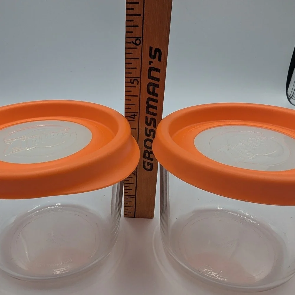 (2) Ziploc Versa Glass Food Storage Container 25 oz Orange Lid Tempered J180